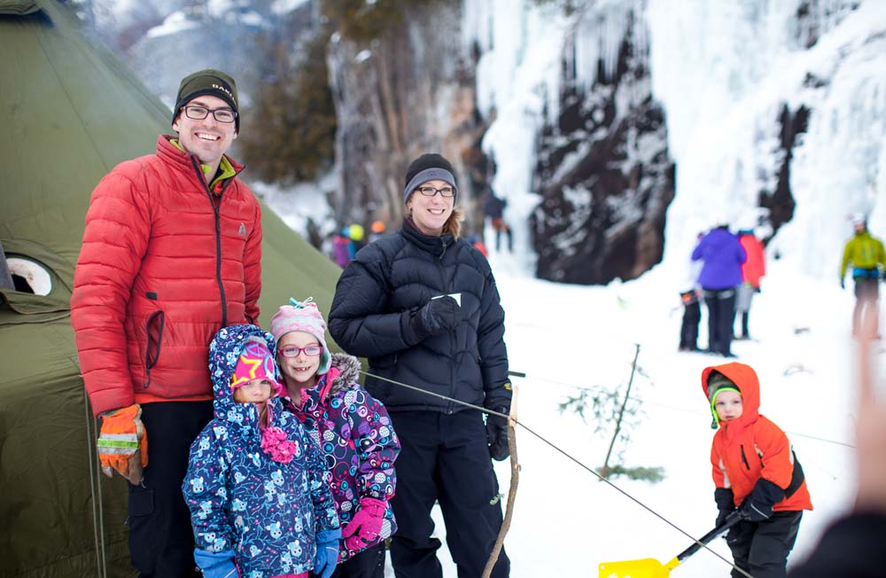 Ice climbing is a family-friendly sport.
